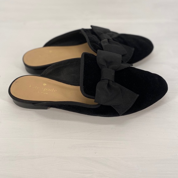 Kate Spade Black Bow Mules Flats Womens 6.5 - Picture 1 of 9